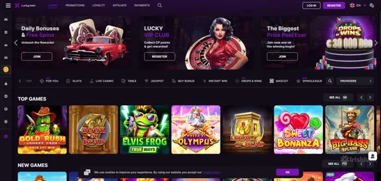 luckyreels online casino homepage