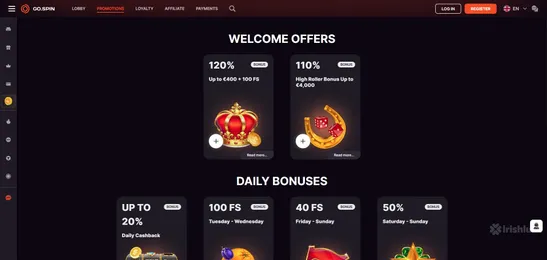 gospin casino online casinos ireland highroller welcome bonus free spins welcome bonus