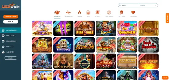 locowin casino games section online slot titles