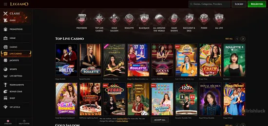 legiano live casino irish online casino