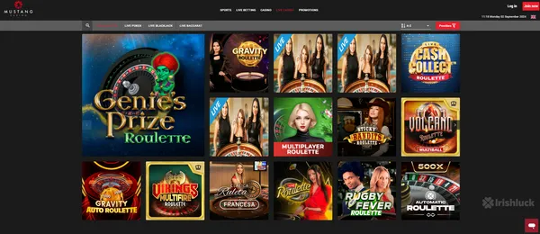 Casino Mustang Live Casino Screenshot Irishluck Ireland