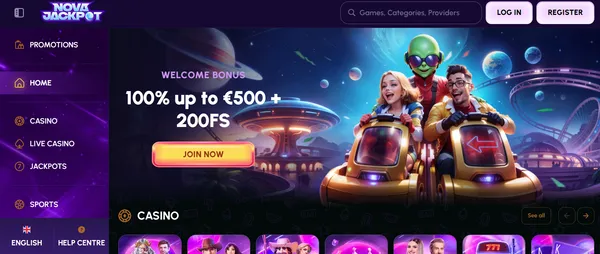 Nova Jackpot Homepage Screenshot Irishluck Ireland