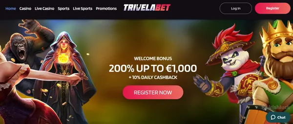 trivelabet casino screenshot homepage irishluck ireland