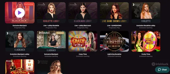 trivelabet casino games screenshot irishluck ireland