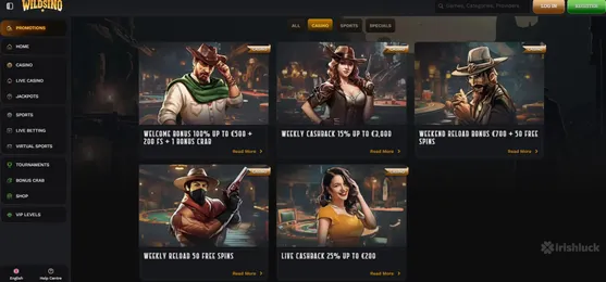 wildsino online casino bonuses and promotions featuring cashback offers, tournaments and more