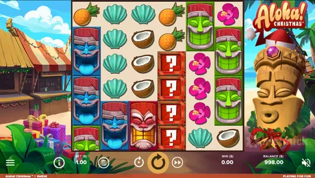 aloha chrismtas slot screenshot with the irishluck logo