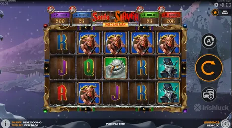 a screenshot of the santa and slayer hold and earn game with the irishluck logo