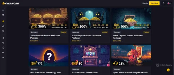 Chancerbet casino welcome bonus and other promotions