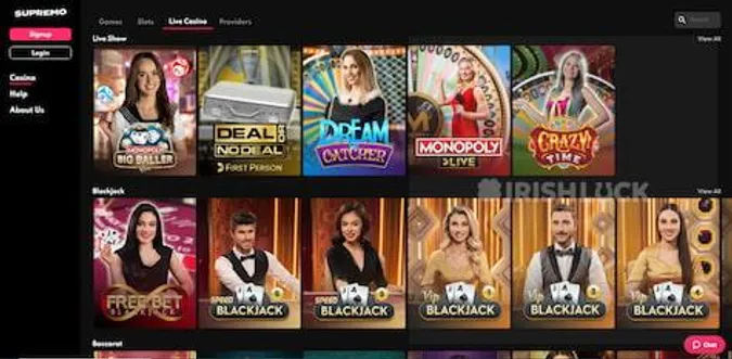 Supremo Live Casino Games