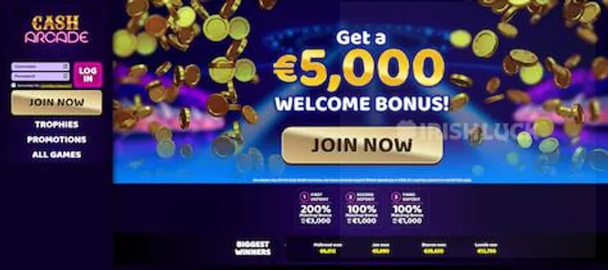 Cash Arcade Welcome Bonus Ireland