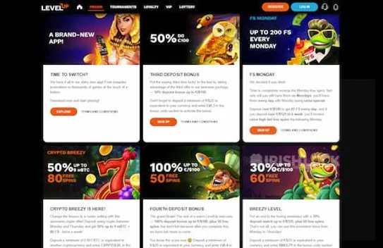 level up casino bonuses ireland