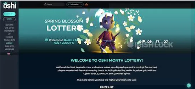 oshi casino lottery
