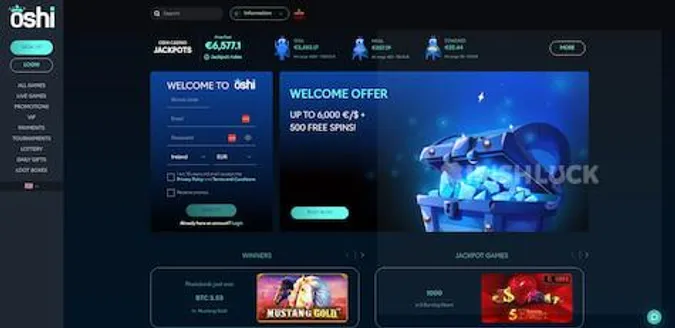 oshi casino homepage