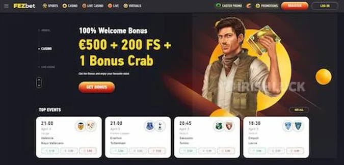Fezbet casino homepage