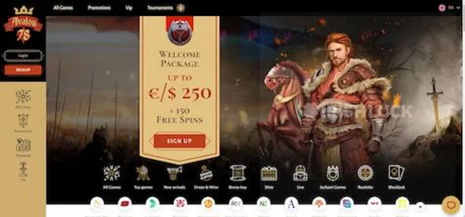 Avalon78 casino homepage