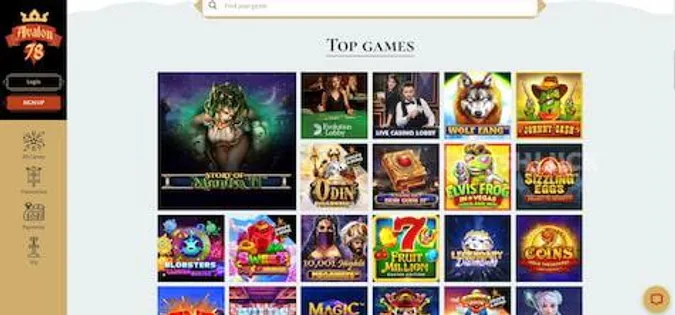 Avalon78 casino top games