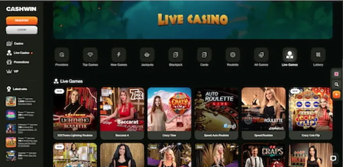 Cashwin live casino