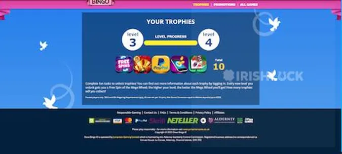Dove Bingo Ireland Loyalty Program Rewards Levels