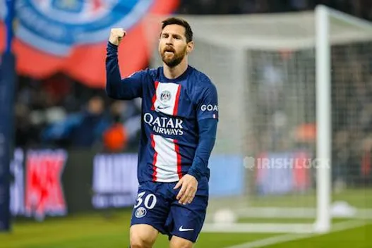 Lionel Messi of PSG celebrates during the UEFA Champions League, Group H football match between Paris Saint-Germain and Maccabi Haifa on October 25, 2022 at Parc des Princes stadium in Paris, France