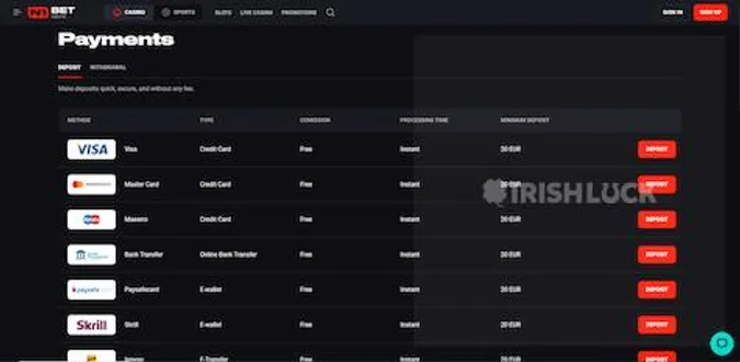 n1bet casino payments