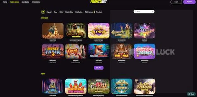 prontobet casino games