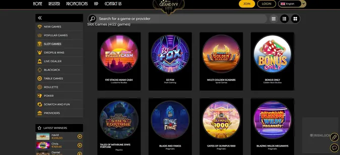 Grand Ivy Casino Ireland Games