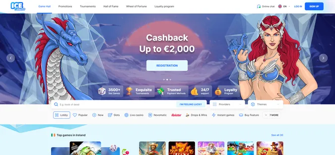 Ice Casino Homepage