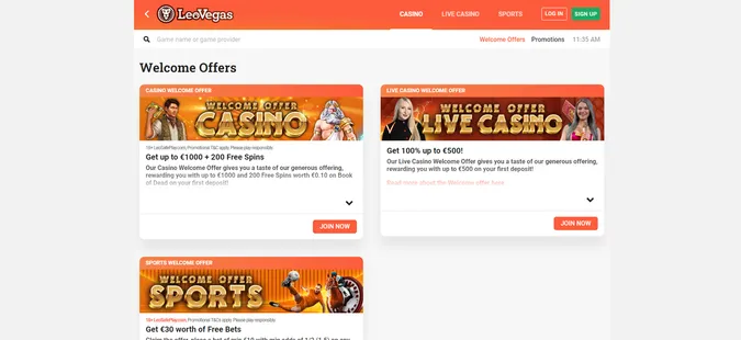 Leo Vegas Welcome Offers