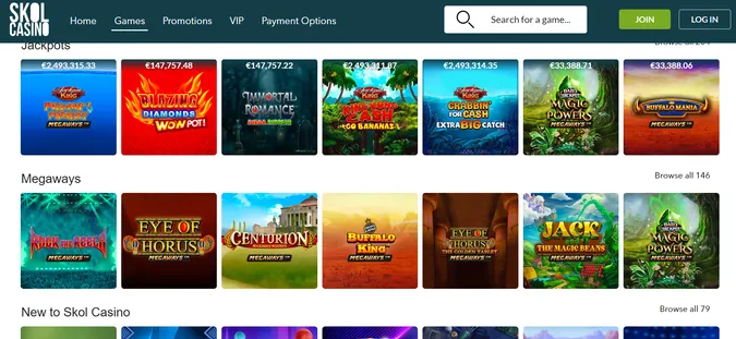 Skol casino games