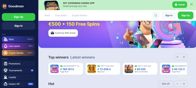 Goodman casino homepage