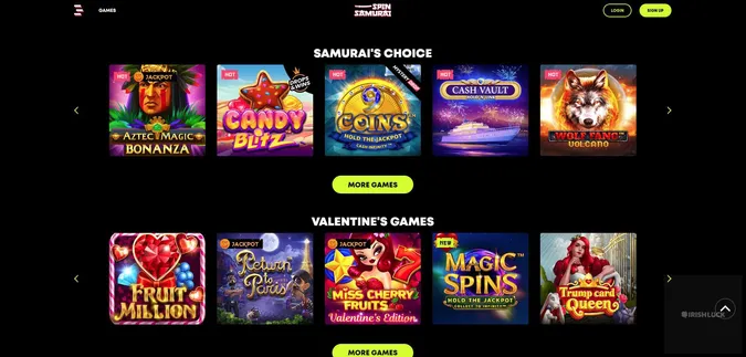 spin samurai online casino games ireland