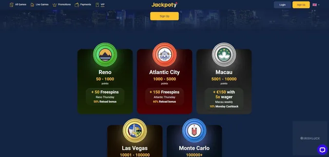 jackpoty vip program online casinos ireland