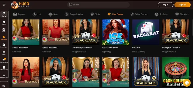 hugo live casino online casinos ireland
