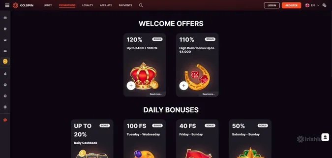 gospin casino online casinos ireland highroller welcome bonus free spins welcome bonus