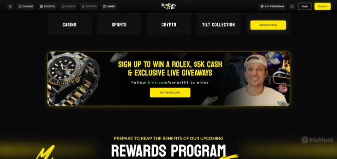 monkey tilt casino homepage