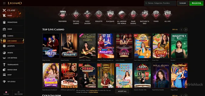 legiano live casino irish online casino