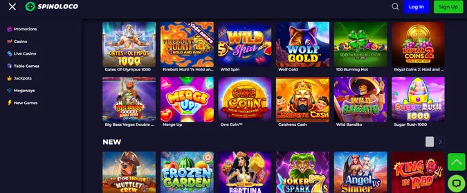 Spinoloco casino games screenshot irishluck ireland