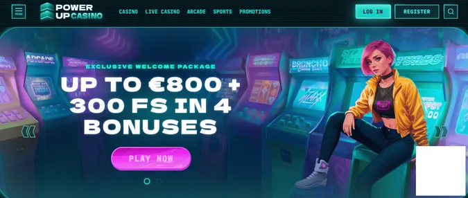 PowerUp Casino Homepage Screenshot Irishluck Ireland