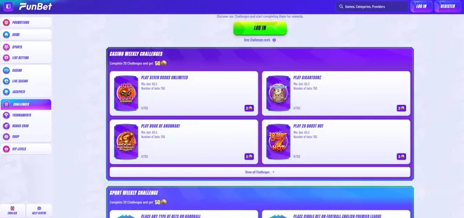 funbet casino challenges