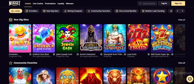 nuggetslots casino selection of the available games