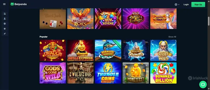 Betpanda casino selection of casino games