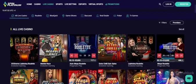 Spinplatinum casino selection of live dealer games
