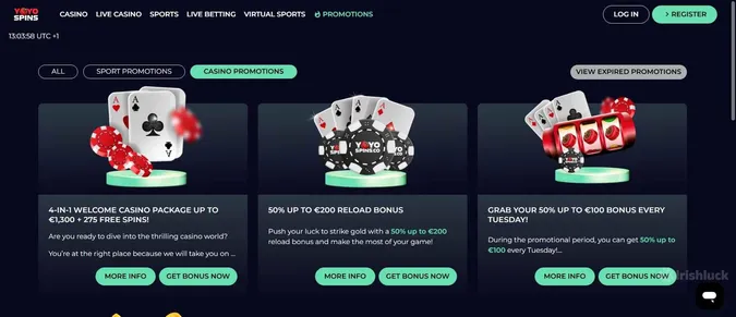 YoYoSpins Casino bonus offers and promotions