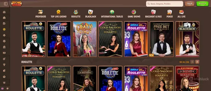 StoneVegas Casino selection of live dealer games