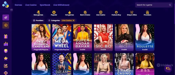 Wazbee Casino live dealer games