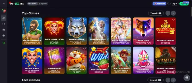 BetOnRed Casino collection of casino games