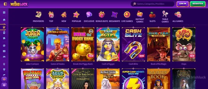 MidasLuck casino game library