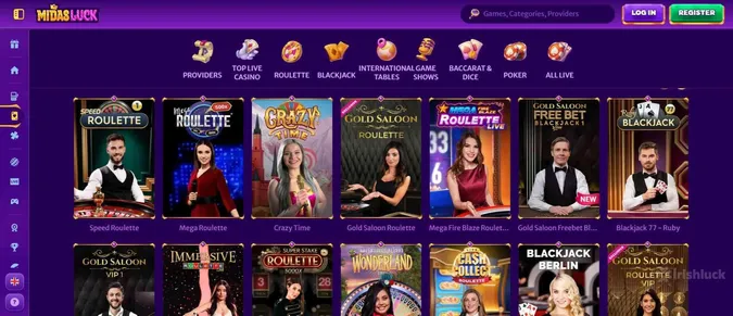 MidasLuck casino live casino games