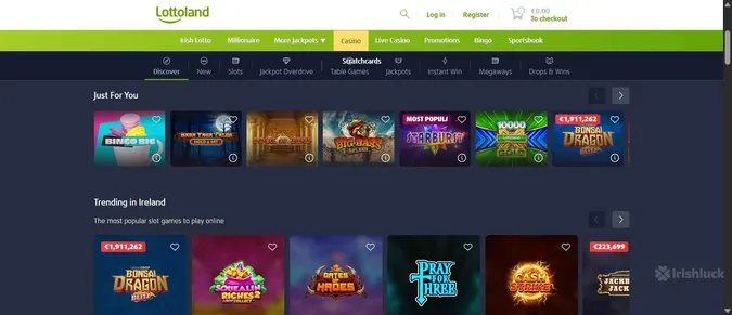 LottoLand Casino collection of casino games