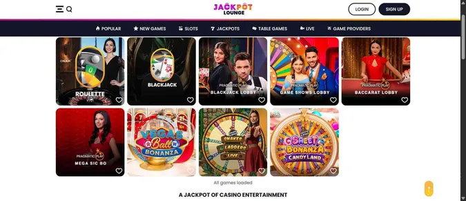 Jackpot Lounge Casino Live casino games